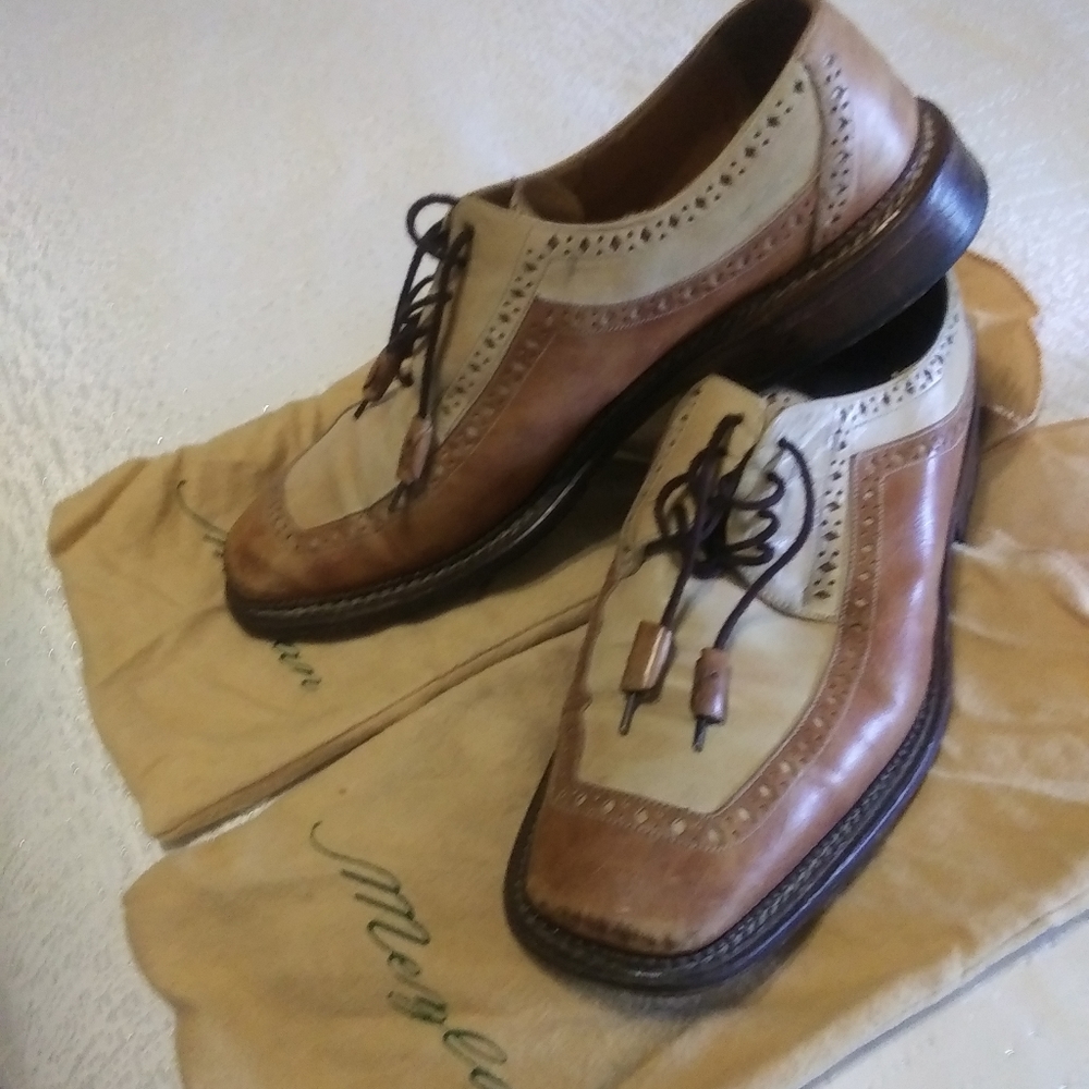 Classic brown and tan Mezlan derbys